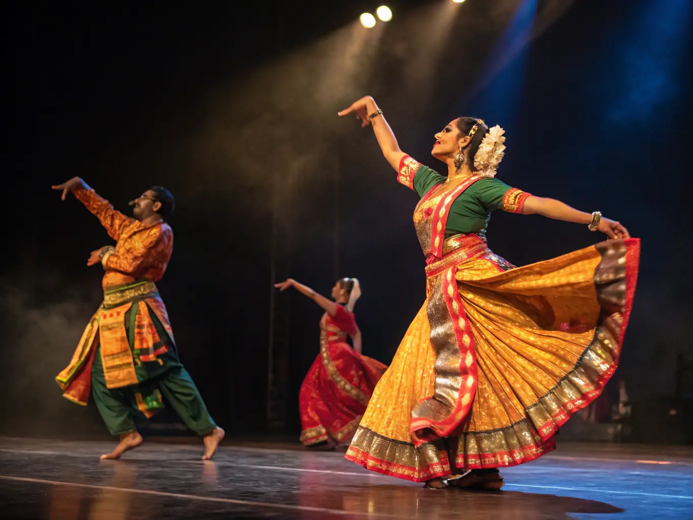 A captivating shot of a cultural dance performance, featuring traditional costumes, music, and the expression of cultural heritage.