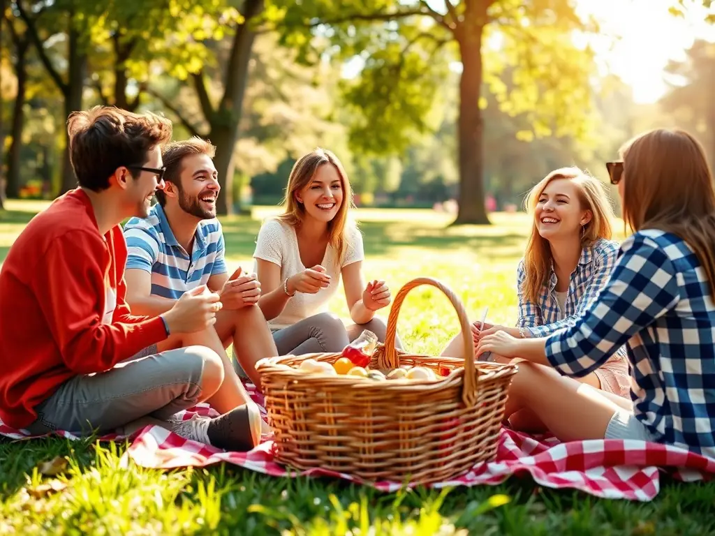 A photograph of community members enjoying a recreational outing, such as a picnic or a guided tour, highlighting the social and leisure activities organized by A C O A CIEL OUVERT.